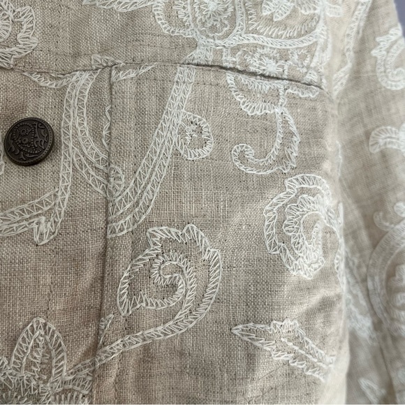 🔥Host Pick🔥Carole Little 100% linen embroidered button down jacket Size XS/Small - Picture 6 of 13